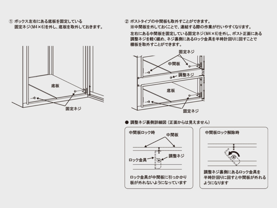 底板、中間板の取り外し