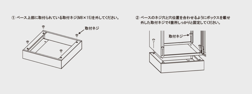ボックスとベースの連結
